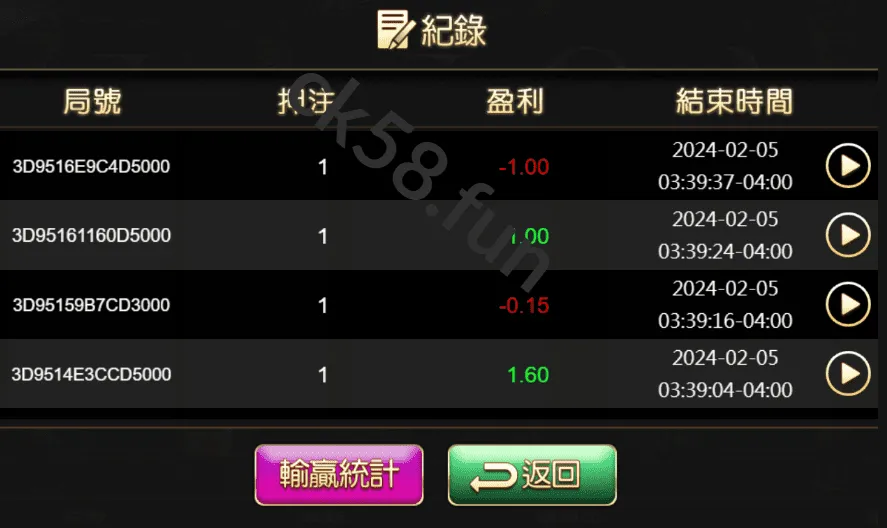 統計輸贏以分配遊戲注碼金額 統計輸贏以分配遊戲注碼金額